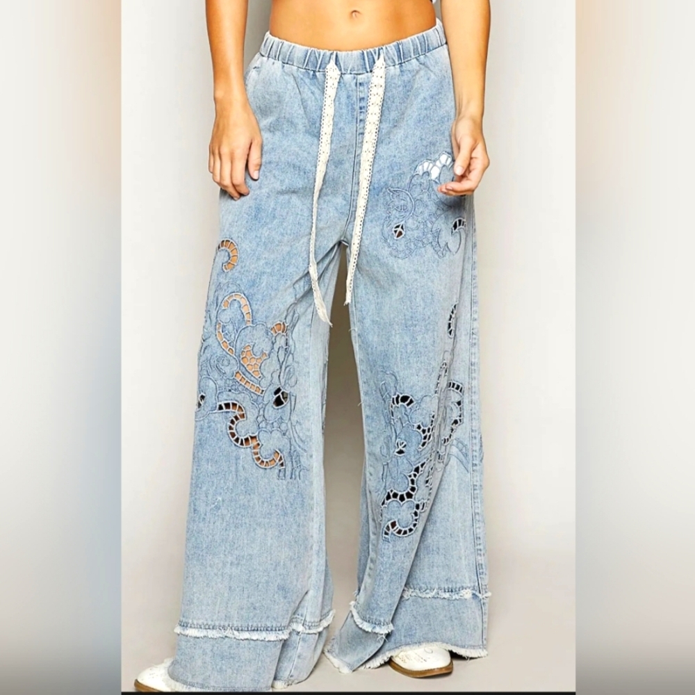POL Vintage Wash Woven Wide-Leg Jeans. Sz M. NWOT